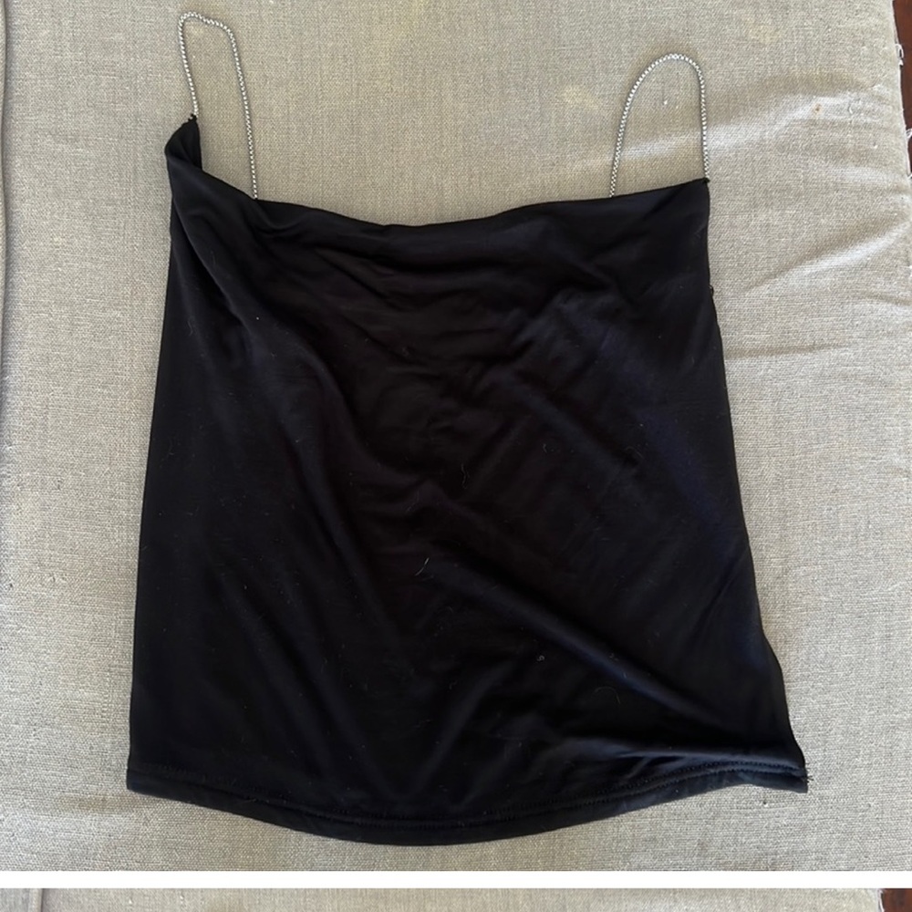 NWT Superdown Katryna Chain Cami Top in Black S Open Back